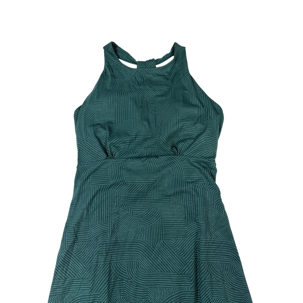 Prana Green Geometric Halter Midi Dress with Built-in Bra Womens Medium - Picture 3 of 15